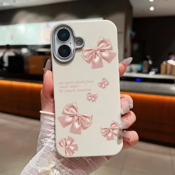 Чехол для телефона из кожи с однотонным рисунком в виде банта для iPhone 16 Pro 15 14 Plus 13 12 Pro Max 11, ударопрочный матовый мягкий тонкий чехол из ТПУ iPhone 16 фиолетовый/чёрный