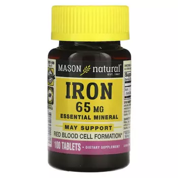 Mason Natural, железо, 65 мг, 100 таблеток