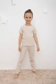 Пижама для девочек CROCKID, К 400600-1, цвет - бежевый