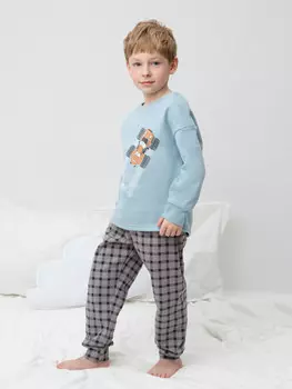 Пижама для мальчиков CROCKID, К 1567, цвет - голубой