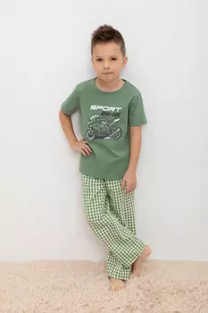 Пижама для мальчиков CROCKID, К 1599, цвет - зеленый
