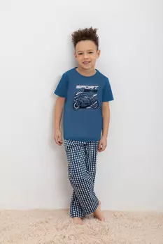 Пижама для мальчиков CROCKID, К 1599-1, цвет - синий