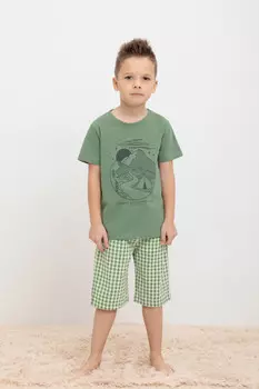 Пижама для мальчиков CROCKID, К 1634, цвет - зеленый