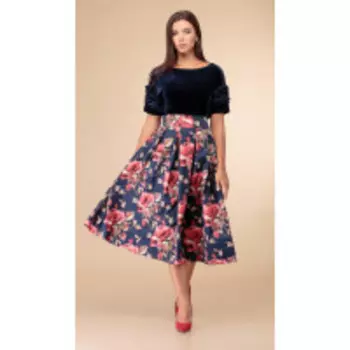 Костюм Svetlana Style-1369 В цвете: Синий, Разноцветный; Размеры: 50,46,48