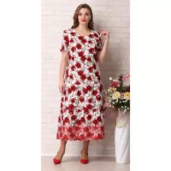 Платье Aira Style-742 В цвете: Красный, Белый, Разноцветный; Размеры: 56,58,60