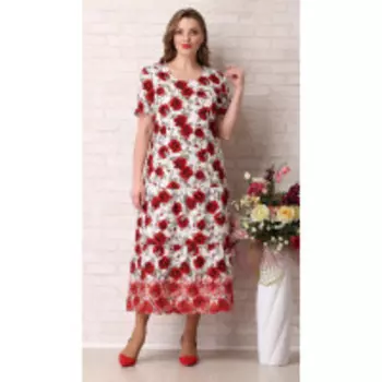Платье Aira Style-805 В цвете: Красный, Белый; Размеры: 56,58,60,52,54