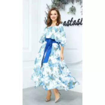Платье Anastasia-542 В цвете: Белый, Голубой; Размеры: 52