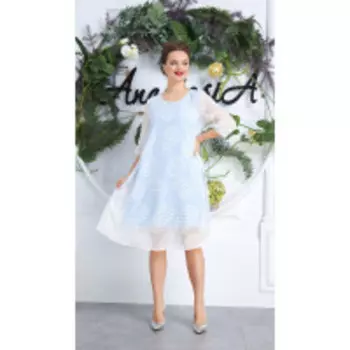 Платье Anastasia-588/1 В цвете: Белый, Голубой; Размеры: 56,60,50,52,54