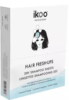 IKOO Шампунь сухой, салфетки / Hair Fresh-Ups Dry Shampoo Sheets 8*5 г