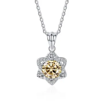 Bague Ringen 1,0 CT настоящее муассанитовое ожерелье со звездой для женщин, высокое качество, стерлинговое серебро 925 пробы, свадебная вечеринка, ювелирные изделия 45cm синий
