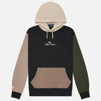 Мужская толстовка Polo Ralph Lauren Logo Color-Blocked Double-Knit Hoodie, цвет чёрный, размер S