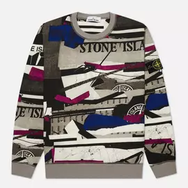 Мужская толстовка Stone Island Mixed Media All Over Print, цвет серый, размер XL