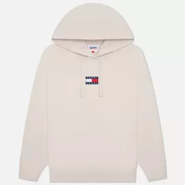 Мужская толстовка Tommy Jeans Badge Organic Cotton Hoodie, цвет бежевый, размер XXL