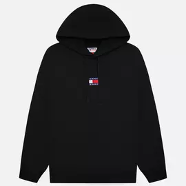 Мужская толстовка Tommy Jeans Badge Organic Cotton Hoodie, цвет чёрный, размер XL