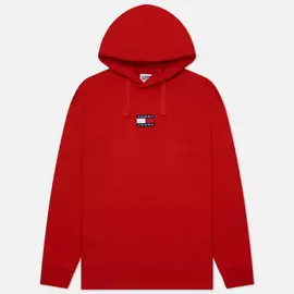 Мужская толстовка Tommy Jeans Badge Organic Cotton Hoodie, цвет красный, размер S