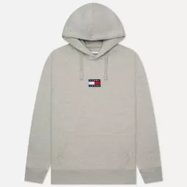 Мужская толстовка Tommy Jeans Badge Organic Cotton Hoodie, цвет серый, размер S