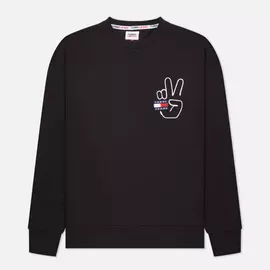 Мужская толстовка Tommy Jeans Badge Peace Crew Neck, цвет чёрный, размер M
