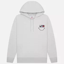 Мужская толстовка Tommy Jeans Badge Smiley Relaxed Fit Hoodie, цвет серый, размер S