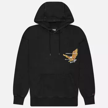 Мужская толстовка Tommy Jeans Relaxed Vintage Eagle Hoodie, цвет чёрный, размер L