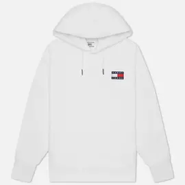 Мужская толстовка Tommy Jeans Tommy Badge Organic Cotton Hoodie, цвет белый, размер XXL