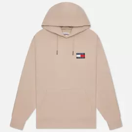 Мужская толстовка Tommy Jeans Tommy Badge Relaxed Hoody, цвет бежевый, размер M