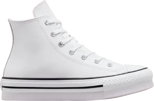 Кроссовки Converse Chuck Taylor All Star Lift Platform Leather High GS White Natural Ivory, белый