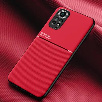 Магнитный кожаный чехол для Xiaomi Redmi Note 11 12 10 9 11E Pro 9S 10S 11S Plus 10C POCO X3 F3 F4 Встроенный металлический чехол с поддержкой автомобильного держателя Redmi Note 9 чёрный
