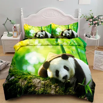 Комплект постельного белья Ink Splash Giant Panda King Queen Double Full Twin Single Size EU single(135x200cm)