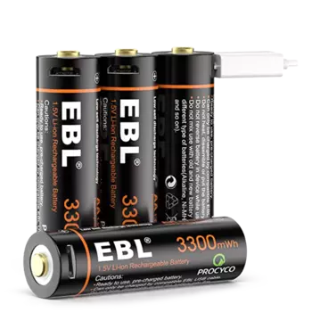 Комплект аккумуляторных батарей EBL USB Rechargeable AA 1.5V 3300mwh (4шт + зарядный кабель) TB-1443