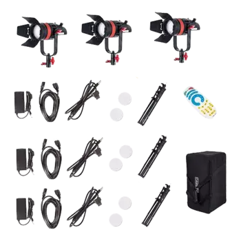 Комплект осветителей 3шт CAME-TV Boltzen Q-55S (3200-5600K) Fresnel Focusable + стойки Q-55S-3STD