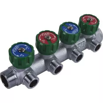 Коллектор Far FK 3824 3412TP на 4 выхода 3/4"x1/2" наружная резьба