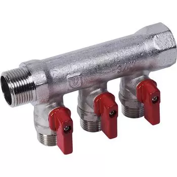 Коллектор с канами и наружной резьбой Valtec на 3 выхода, 3/4"x1/2" VTc.580.N.0503