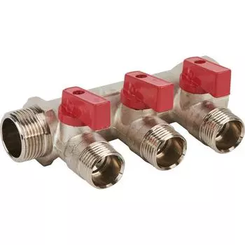Коллектор Euros на 3 выхода 3/4"x1/2" НР латунь