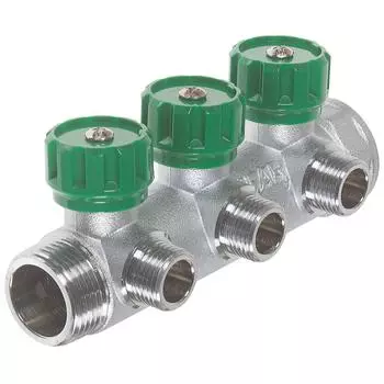 Коллектор Far FK 3822 112TP на 3 выхода 1x1/2" НР латунь