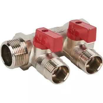 Коллектор Euros на 2 выхода 3/4"x1/2" НР латунь