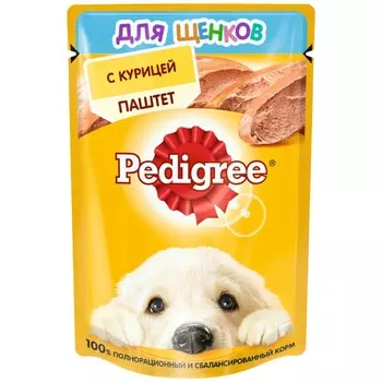 Pedigree полнорационный влажный корм для щенков, паштет с курицей, в паучах - 80 г повседневный премиум для щенков с курицей для всех пород паучи Российский корм 1 уп. х 1 шт. х 0.08 кг