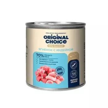 Original Choice Elite Nutrition Adult Mini влажный корм для собак мелких пород, с ЯГНЕНКОМ и ИНДЕЙКОЙ, в консервах - 240 г для взрослых с индейкой породы мелкого размера консервы (в железной банке) Россия 1 уп. х 6 шт. х 1.44 кг