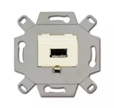 0230-0-0418 (0261/11-500), Механизм USB-розетки/разъёма, USB-type A, USB2.0, 5 полюсов, цвет слоновая кость, ABB
