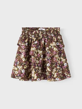 Юбка name it Blumenprint Falten mit Gummibund NKFNELLY, коричневый