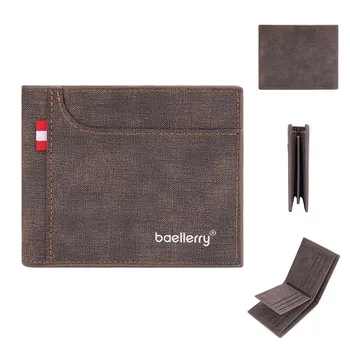 Мужские модные кошельки Baellerry из искусственной кожи, винтажный дизайн, визитница для мужчин, мужской деловой кошелек, классический короткий кошелек 12*10*2cm чёрный