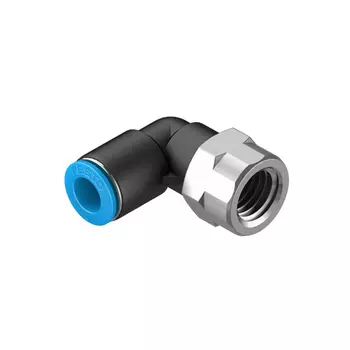 Угловой штуцер с цанговым зажимом и резьбой Festo QSLF-3/8-8-B (10 шт) [153278]