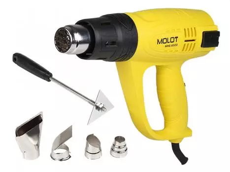 Термовоздуходувка MOLOT MHG 6020 в кор. + набор сопл (2000 Вт, 3 скор., 60-600 °С, плав. рег.,300-500 л/мин) (MHG602000011)