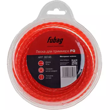 Триммерная леска Fubag FQ сечение витой квадрат (40 м x 2,4 мм)