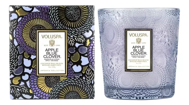 Ароматическая свеча Apple &amp; Blue Clover (яблоко и голубой клевер): свеча в подарочной коробке 255г