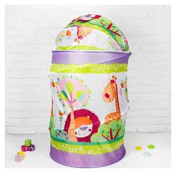 Корзина для игрушек на липучке большая "Джунгли" 60×60×80 см