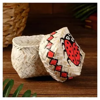 Корзинка бамбуковая "Божья коровка" 9х9х9 см