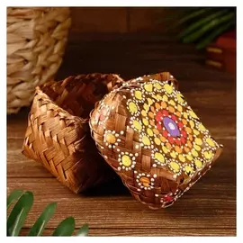Корзинка бамбуковая "Яркая" 9х9х9 см