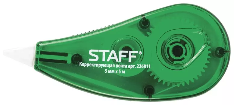 Корректирующая лента Staff, 5 мм х 5 м, корпус зеленый, блистер