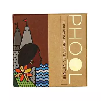 Ароматические конусы Ветивер (40 шт), Natural Incense Cones Vetiver, произв. Phool