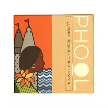 Ароматические конусы Апельсин (40 шт), Natural Incense Cones Orange, произв. Phool